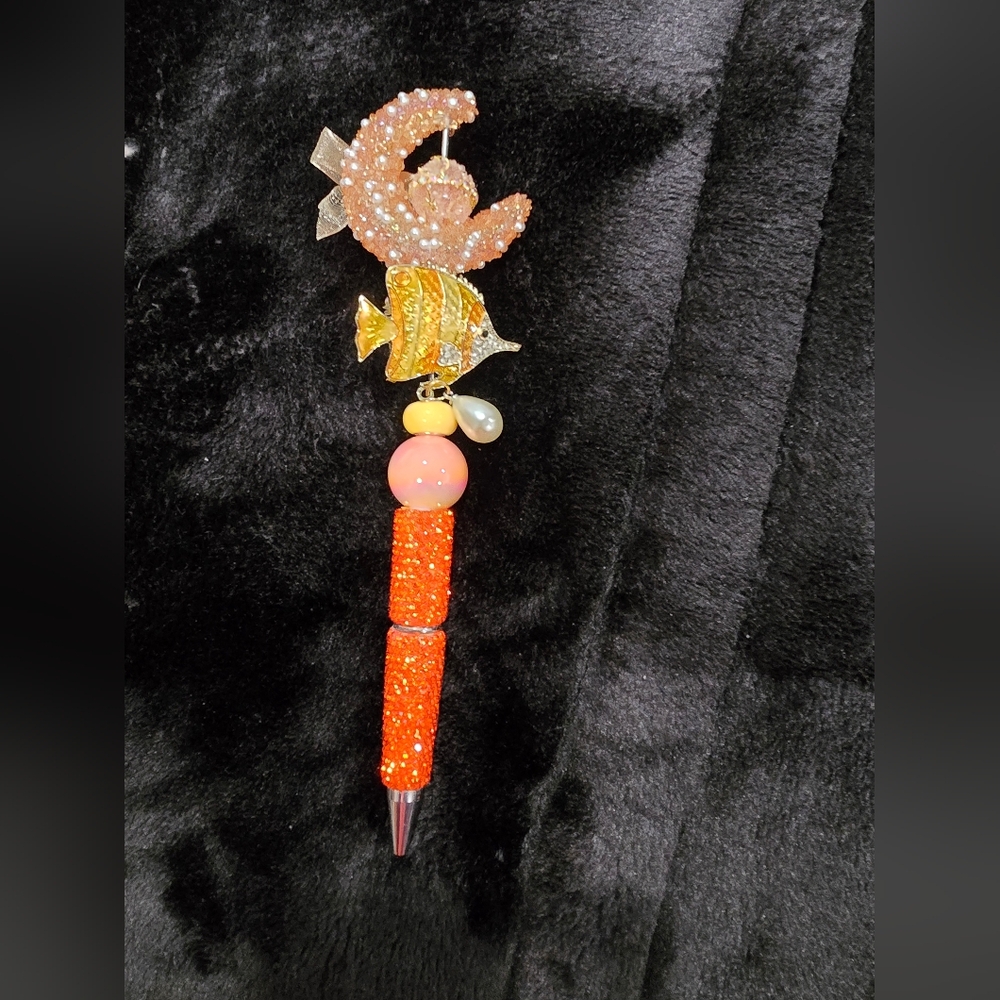 Decorative Orange and Brown Pen